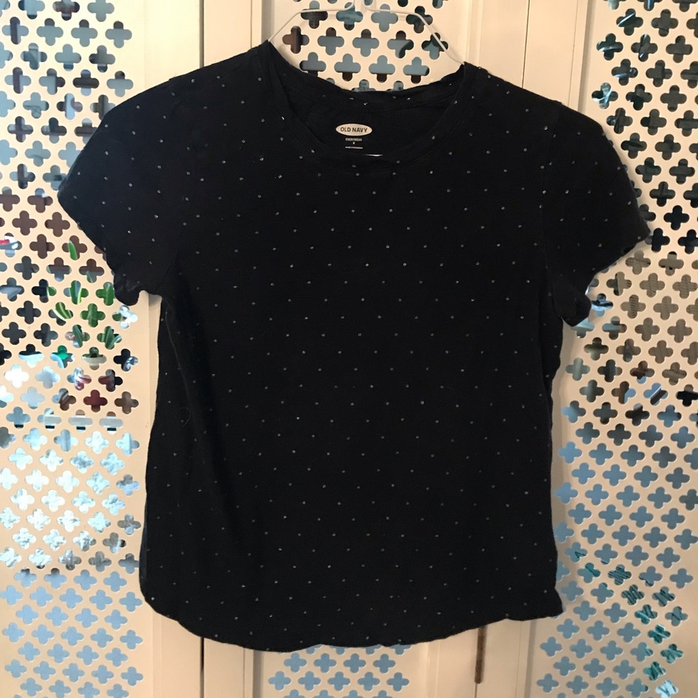 Short sleeved black tee with sliver dots from Old Navy